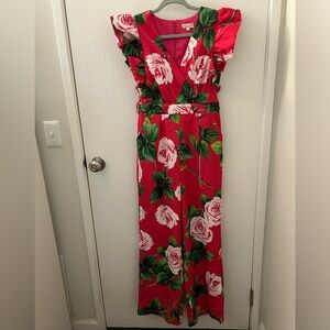 Tea n Cup Pink Floral Maxi Jumpsuit